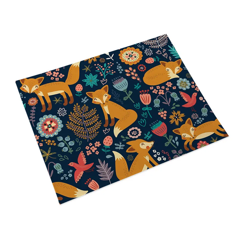 Симпатичный Лисий хлопковый льняной коврик коврики для обеденного стола