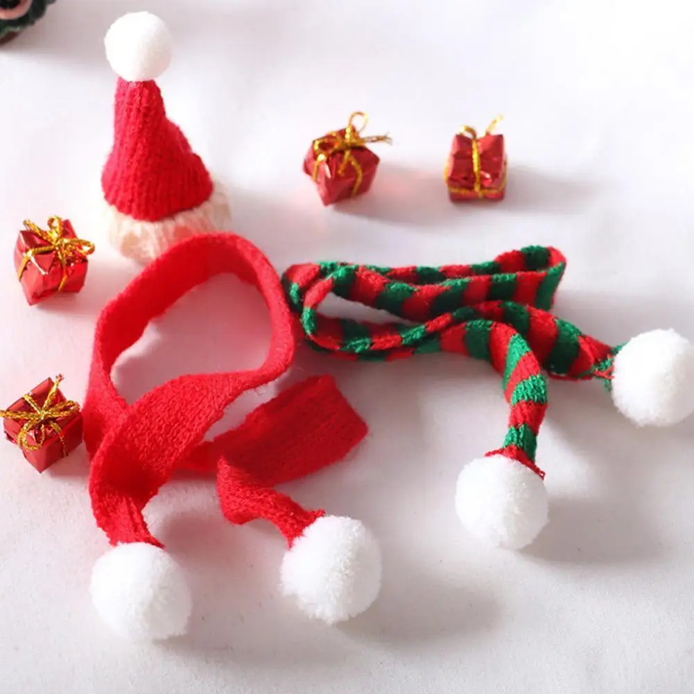 

Хлопковая нить, шапка, шарф, детский дом и аксессуары для кукол, шапка, Рождественская шапка, вязаные аксессуары, Маленький Санта-Клаус «сдел...