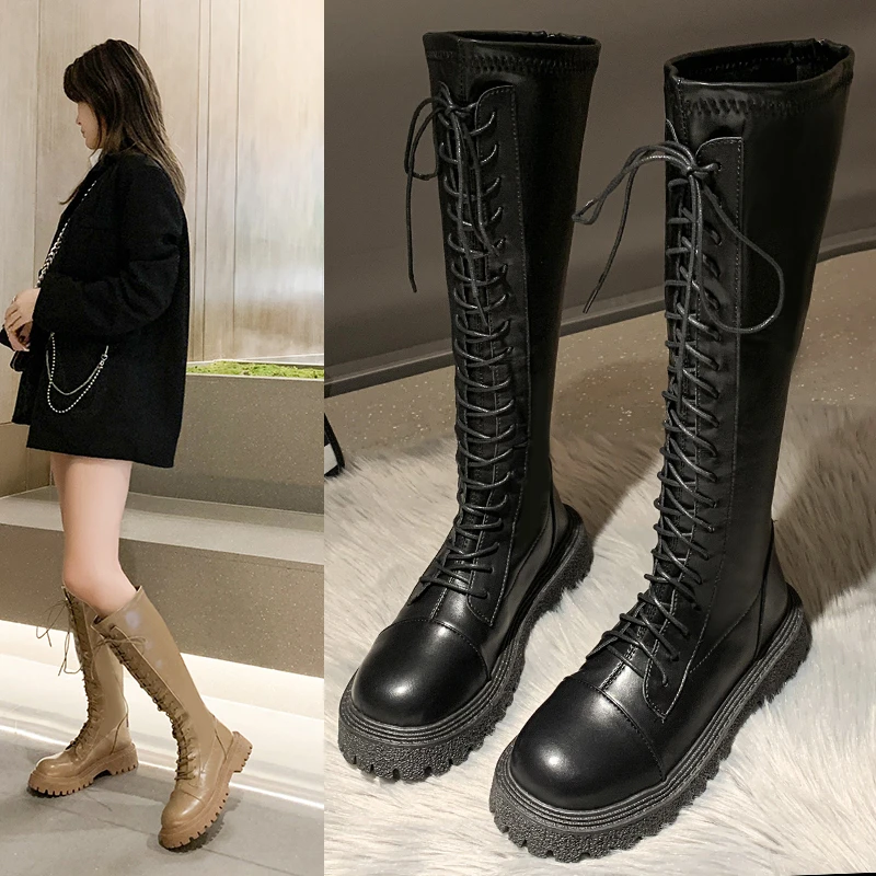 

Женские сапоги выше колена с круглым носком, Дизайнерские Сапоги выше колена из резины, Новинка осени 2021, женские сапоги до середины икры 35-40