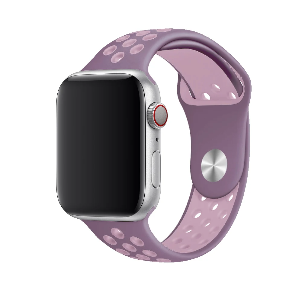 violet fog Ремешок для apple watch 42 мм 38 мм силиконовый браслет correa iwatch 5 4 3 2 44 мм 40 мм спортивный браслет pulseira аксессуары для apple watch - Цвет ремешка: violet fog