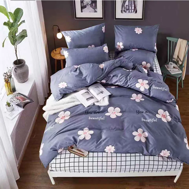 

fashion bedding set Pure cotton A/B double-sided pattern Simplicity Bed sheet, quilt cover pillowcase