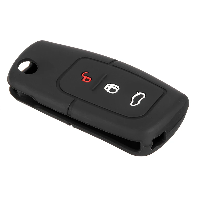1pc Silicone Key Case Cover Black 3 Button For Ford Fiesta Focus Mondeo Falcon C-Max Eco Sport Galaxy Territory | Автомобили и