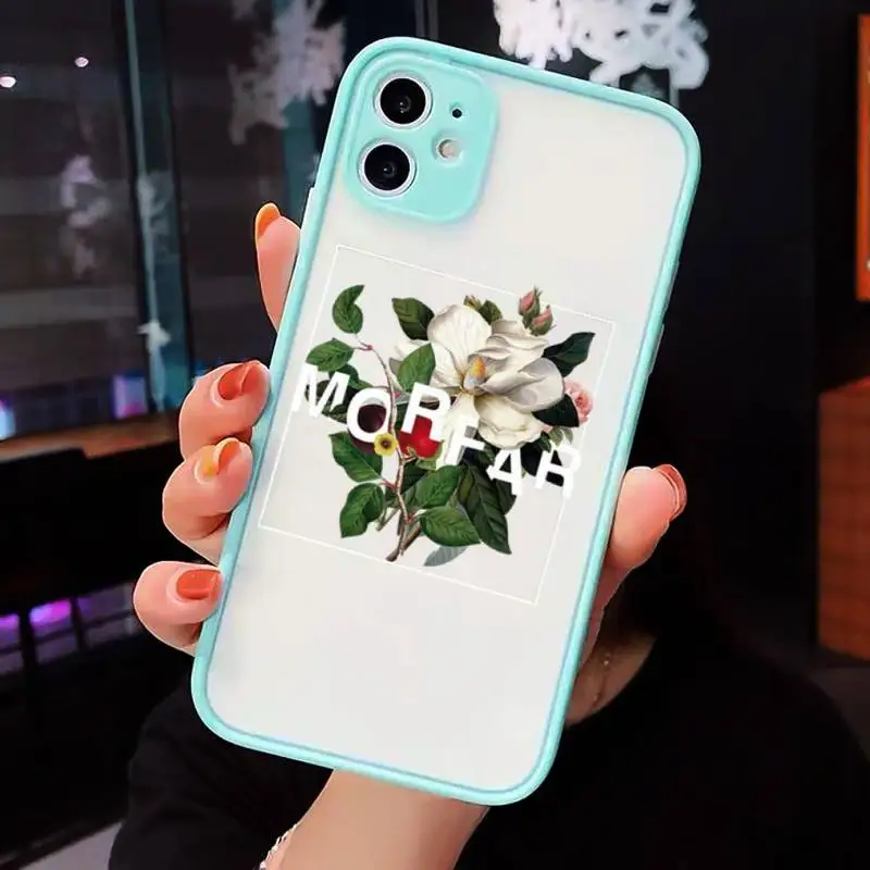 

Flower text art Phone Cases matte transparent For blue iPhone 7 8 x xs xr 11 12 pro plus max mini Clear Funda