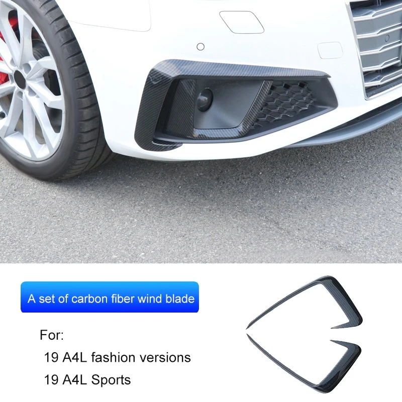 

Carbon Fiber Car Front Bumper Spoiler Air Knife Fog Lamp Cover for- A4 A4L 2019