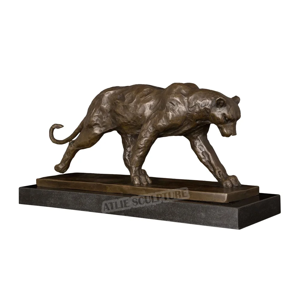 Статуя леопарда скульптура животного литая из воска бронзовая Гепард пантера