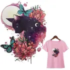 Наклейки с изображением кошек и бабочек, новая модная моющаяся Термотрансферная футболка, украшение для джинсов, термоклейкая нашивка