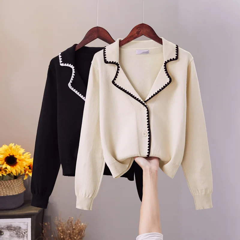 

Свитер, костюмы на весну и осень, одежда для культивирования морали 2020, темпераментная тонкая маленькая кофта с воротником, джокер