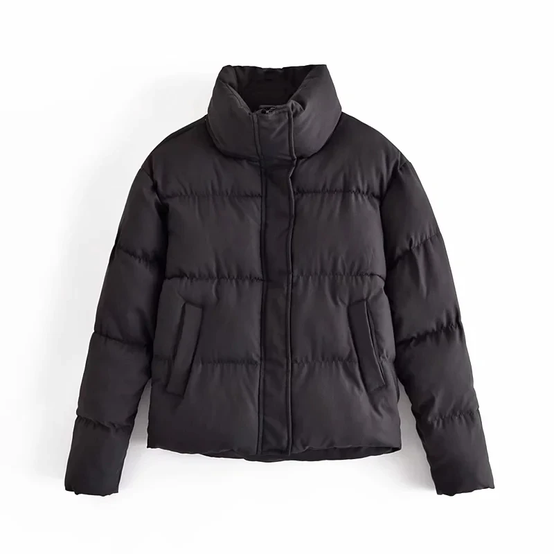 XNWMNZ Women Fashion Bubble Coat Solid Standard Collar Oversized Short Jacket Winter Autumn Female Puffer Jackets Parkas Mujer