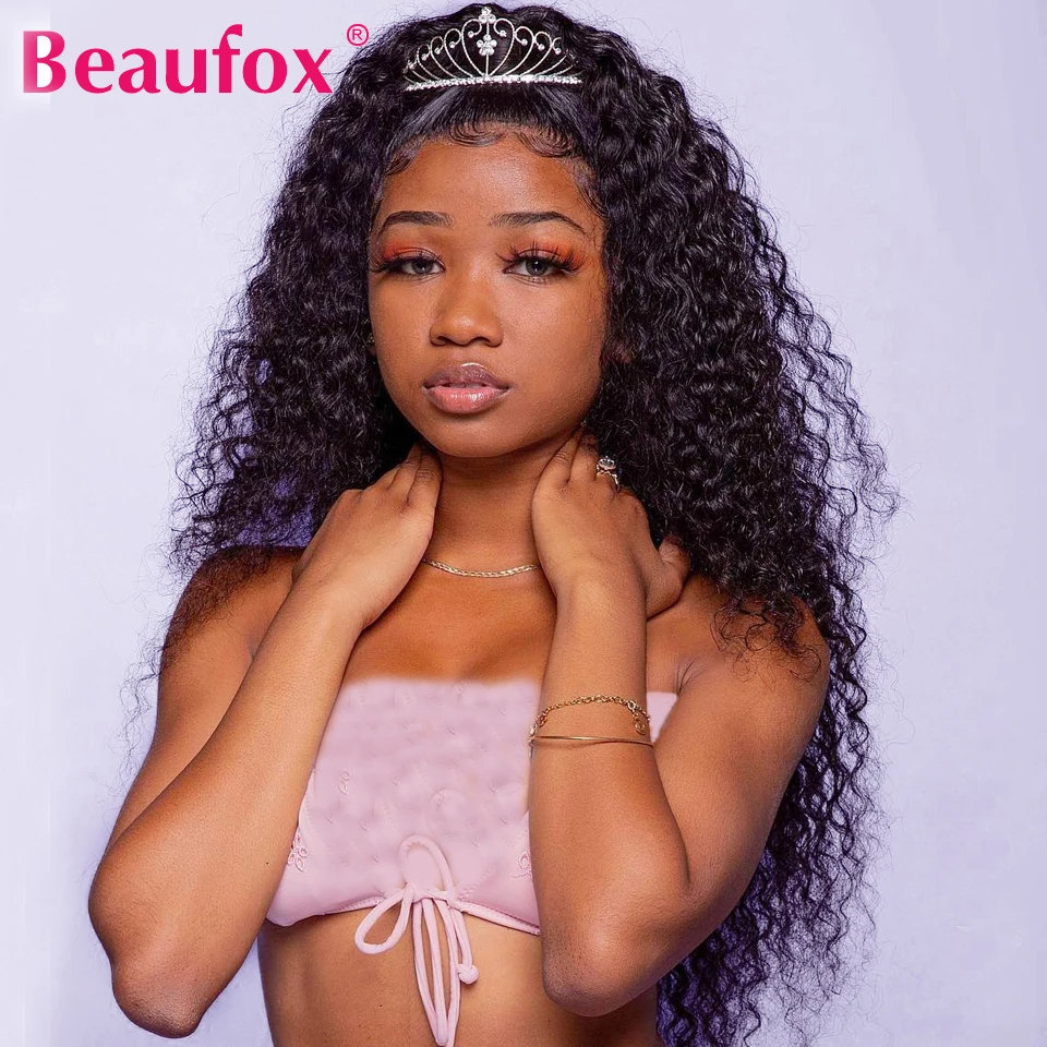 Beaufox кружевные передние человеческие волосы парики для женщин предварительно