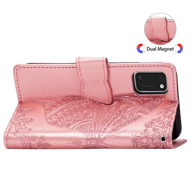 Кожаный чехол книжка с бабочками для Samsung Galaxy A01 A11 A21 A31 A41 A51 A71 A81 A91 M21 M31 бумажник