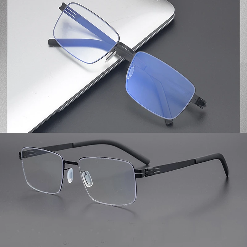 

Мужская и женская оправа для очков, Ультралегкая Прямоугольная оправа без винтов для очков для коррекции близорукости