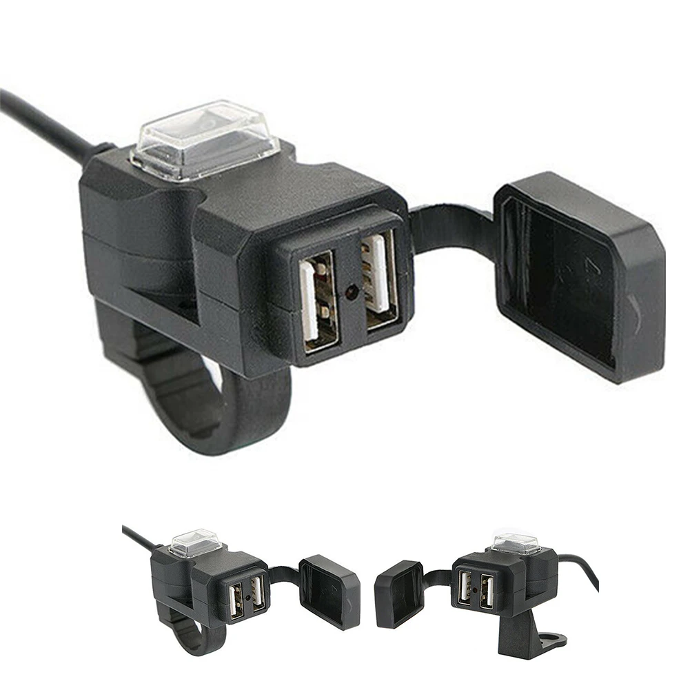 

Electronic Easy Install Black Adapter Socket USB Charger 12V Dual Jack Portable Universal Cable Motorcycle Waterproof