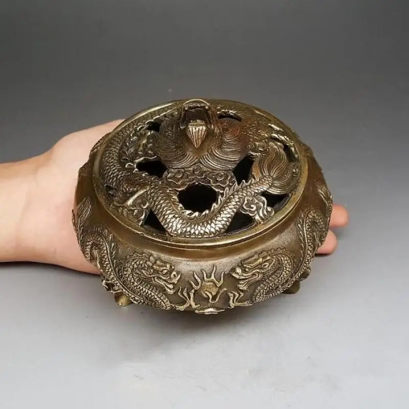 

Chinese archaize bronzer pure copper dragon censer five dragon incense burner