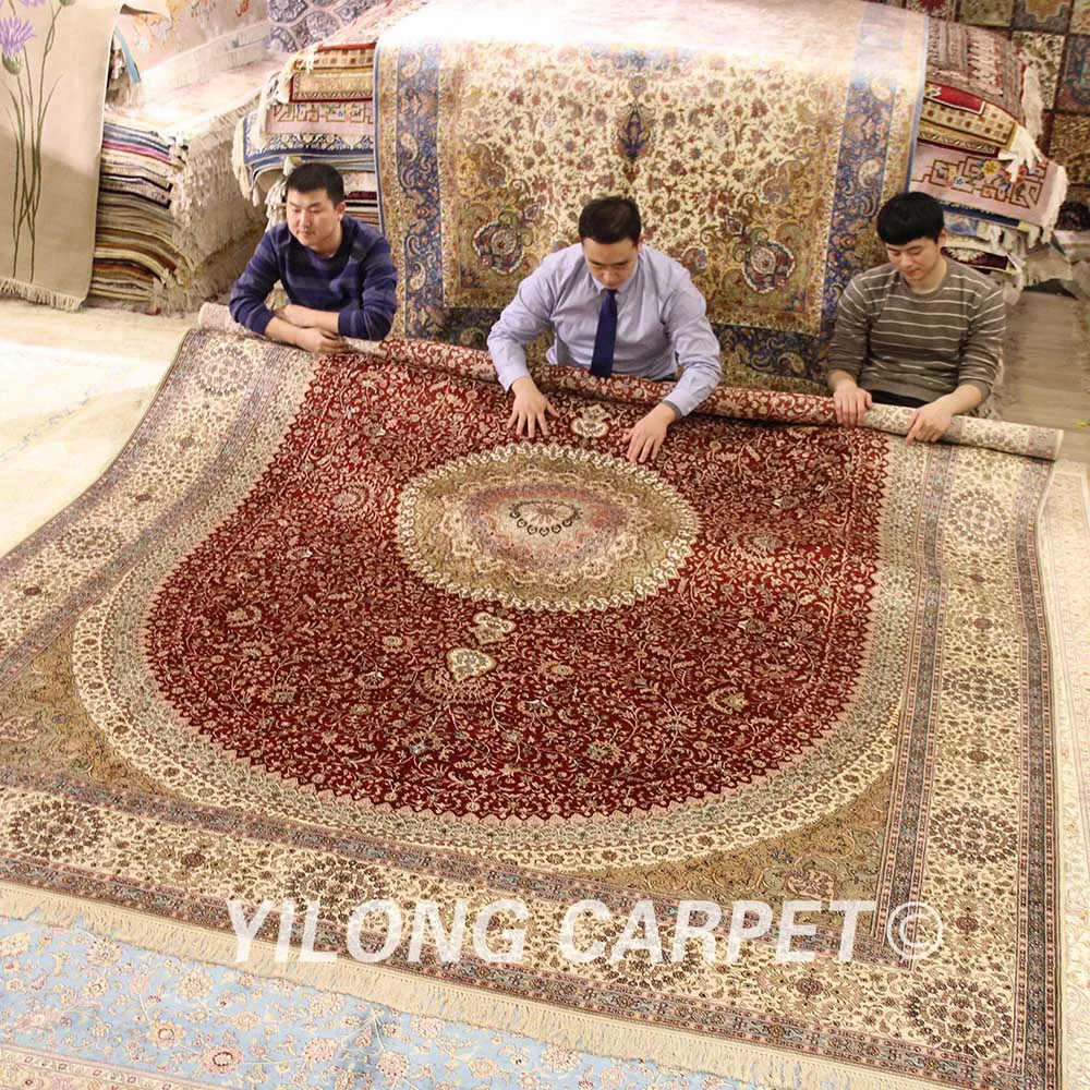 YILONG 9 'x 12' роскошный красный медальон персидский классический ковер ручной