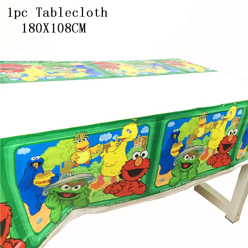 180*108 см футболка с рисунками из мультфильма Улица Сезам вечерние скатерть Baby Shower