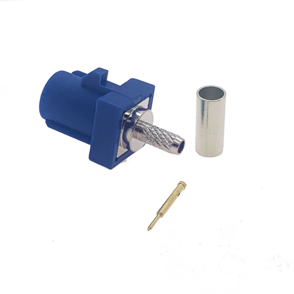 1PCS Blue Fakra C Male Plug / Female Jack RAL 5005 Connector RF Coaxial Wire Connectors for RG316 RG174 Pigtail Cable - купить по