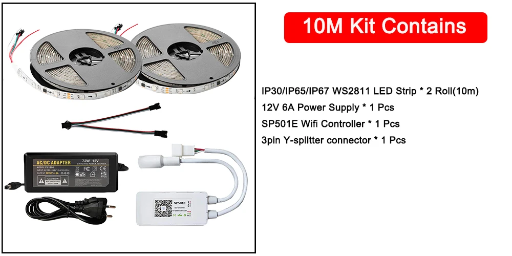 5-20 м SP501E Wifi контроль светодиодные полосы Набор Dream color WS2811 Светодиодные полосы 12 В адаптер для вечерние Amazon Alexa Smart SPI голосовое приложение
