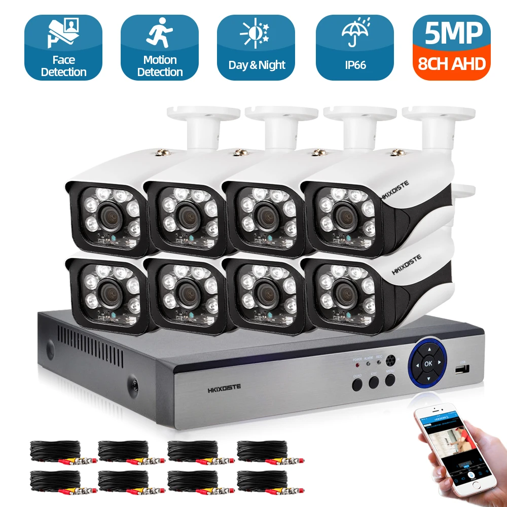 

HD CCTV Camera System 8CH 5MP AHD DVR NVR Kit Video Surveillance System 8CH Outdoor Waterproof 5.0MP Security Cameras System