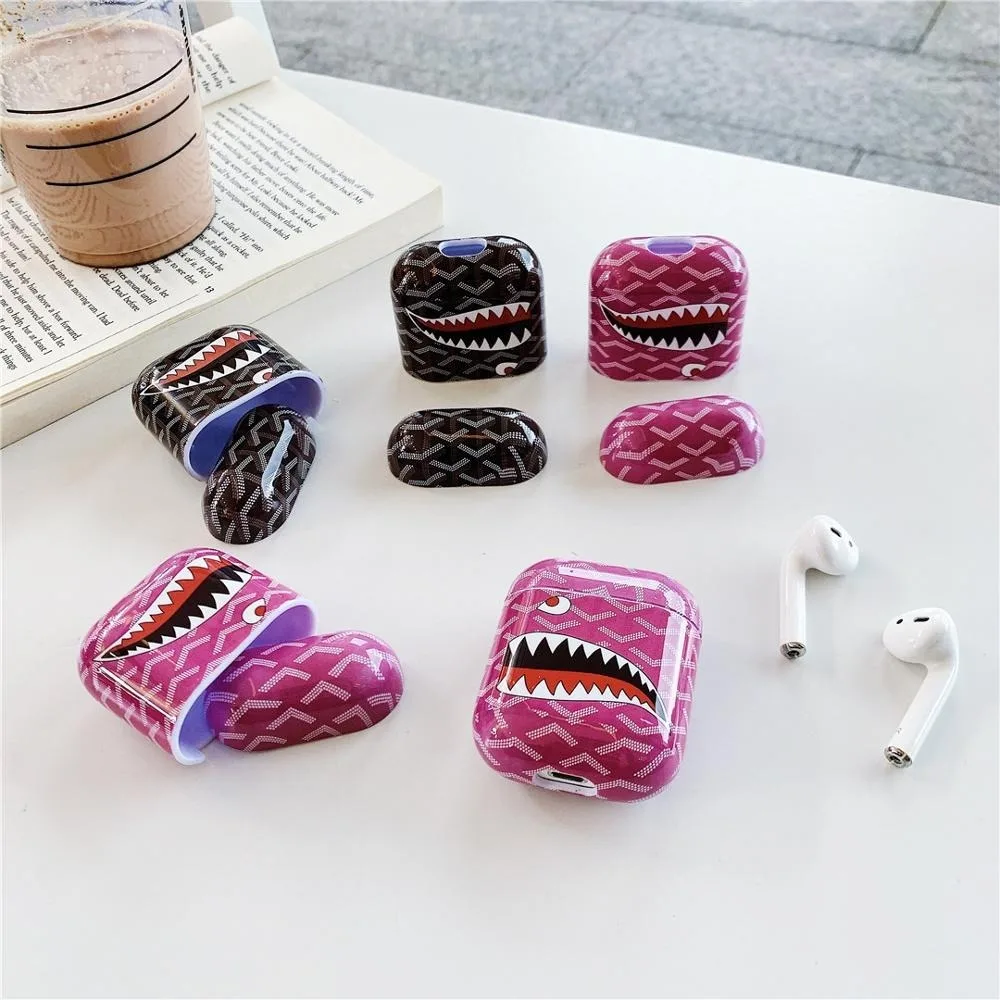 Модный бренд большой рот Акула Роскошный Жесткий Чехол для Apple Airpods 1/2