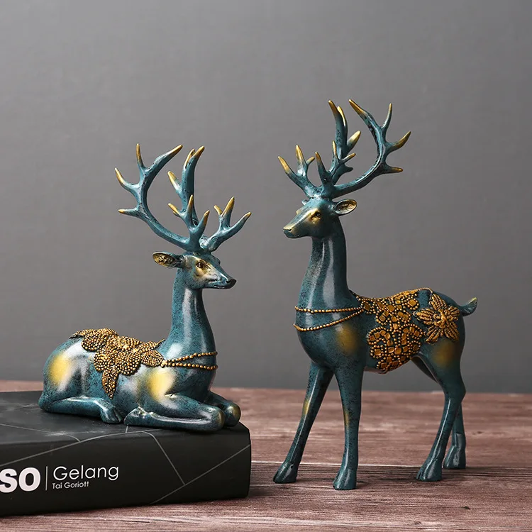 

Resin Crafts Creative Couple Deer Home Decorations Deer Figurine Animal Wedding Gifts Living Room Desktop Decor Figurines