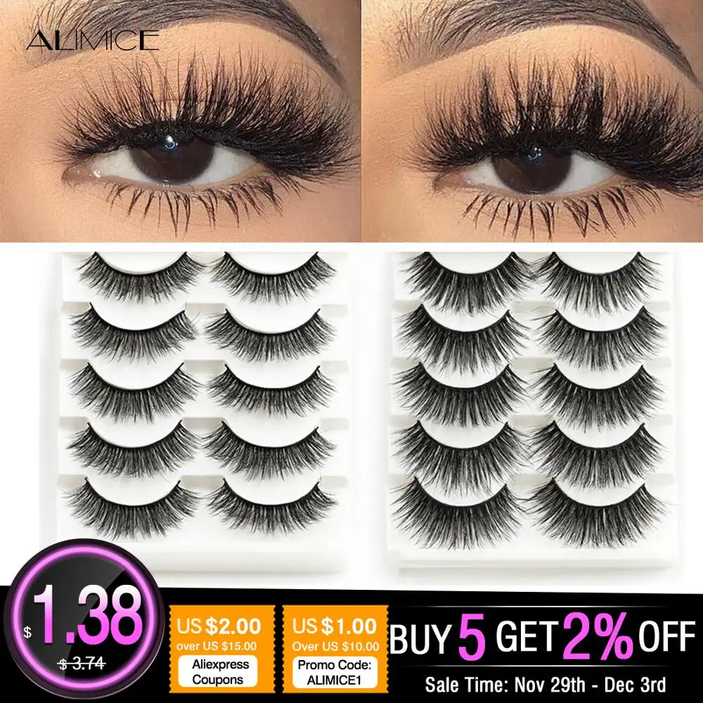 ALIMICE 5 пар 3D норковые накладные ресницы натуральные/толстые длинные для макияжа