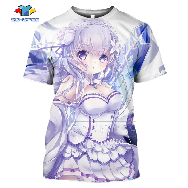 12 SONSPEE, 3D принт, аниме, Harajuku Re: zero, Твин Рам Рем, косплей, футболка, мужская, повседневная, летняя, унисекс, короткий рукав, футболки, топы, t445 - Цвет: 12