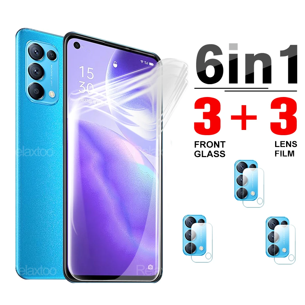 

6 в 1 Фронтальная пленка для гидрогеля для Reno5 Lite 5F высококачественный защитный чехол для Oppo Рино 5 Pro 5Pro 4G/5G Камера протектор глас Безопасност...