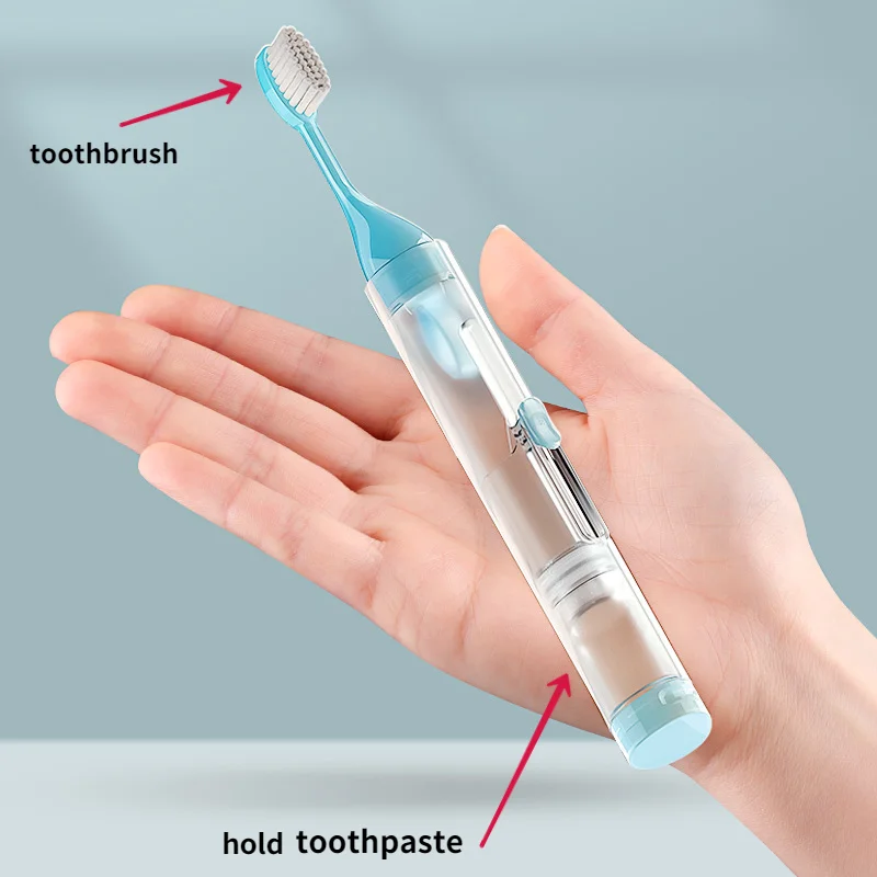 

Portable Folding Toothbrush Travel Toothbrush Set Creative Tooth Clean Tools Can Hold Toothpaste
