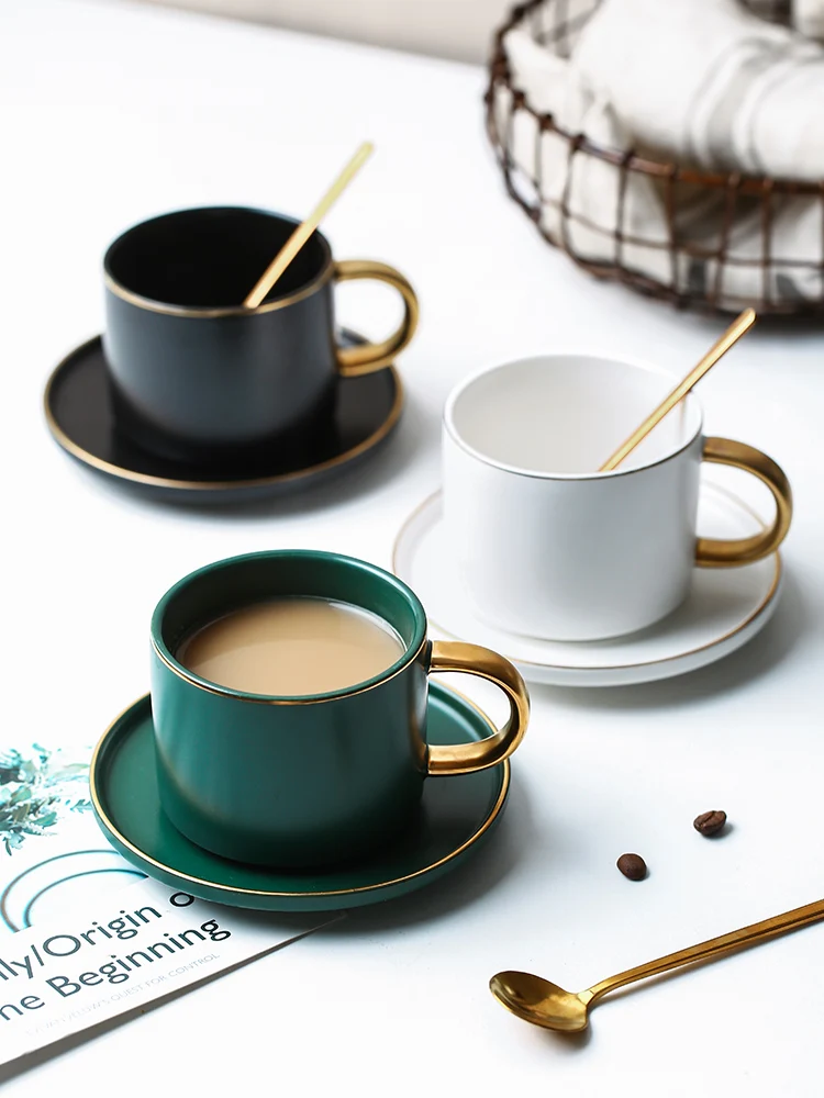 Набор винтажных керамических кофейных чашек фарфоровая офисная креативная