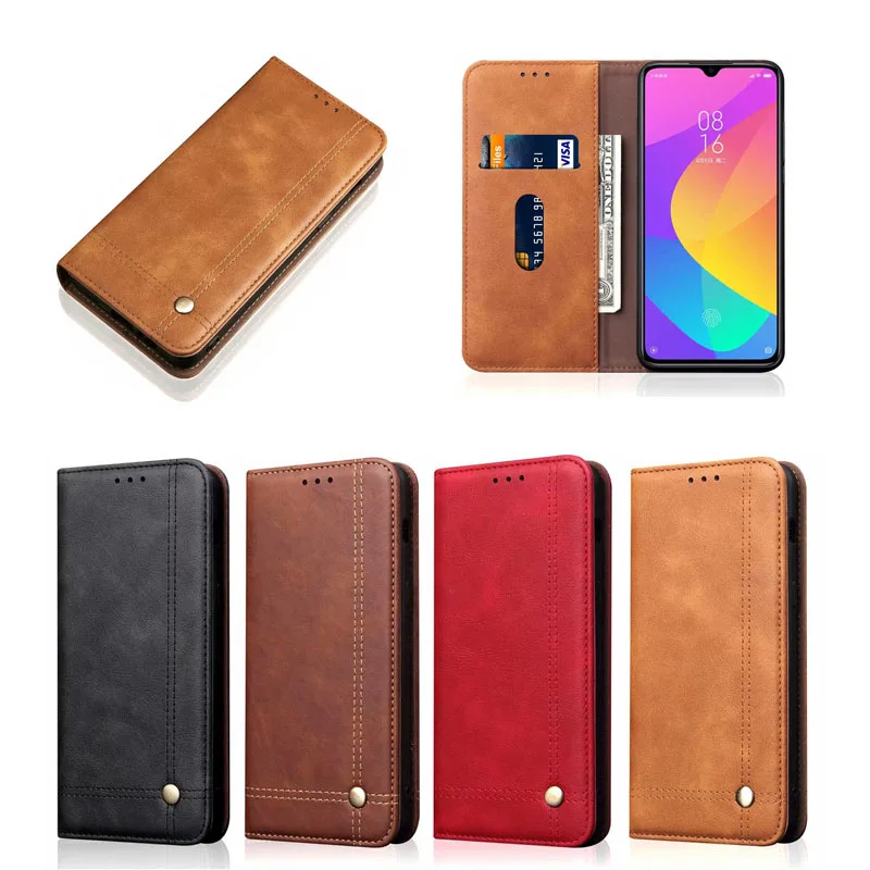 Магнитный кожаный чехол книжка с отделениями для карт Xiaomi mi 9 CC9 Примечание 10 8 8SE