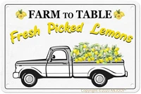 metal wall sign farm to table fresh picked lemons locally grown farm wall decoration retro square metal sign 8x12 inches