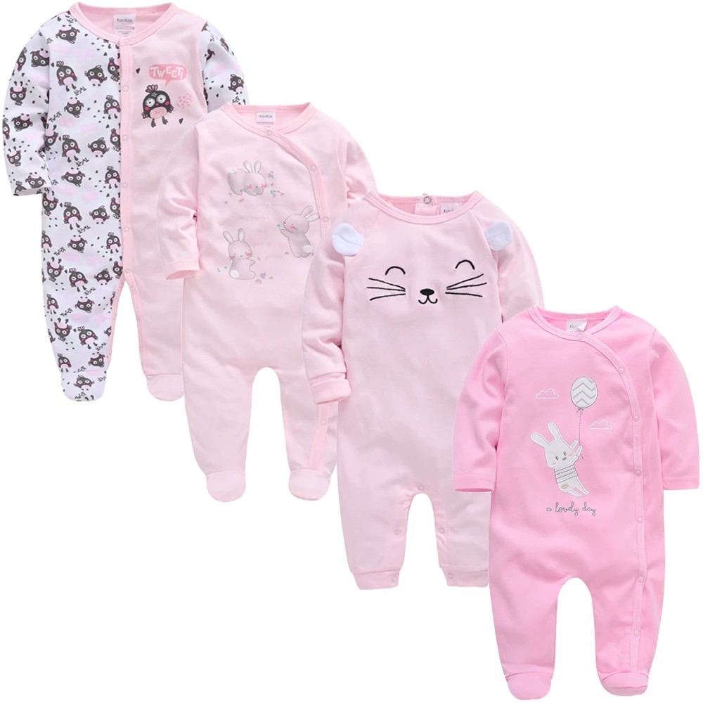 Kavkas 3 4 шт./лот Комбинезоны для маленьких девочек roupa de bebes с длинным рукавом летняя