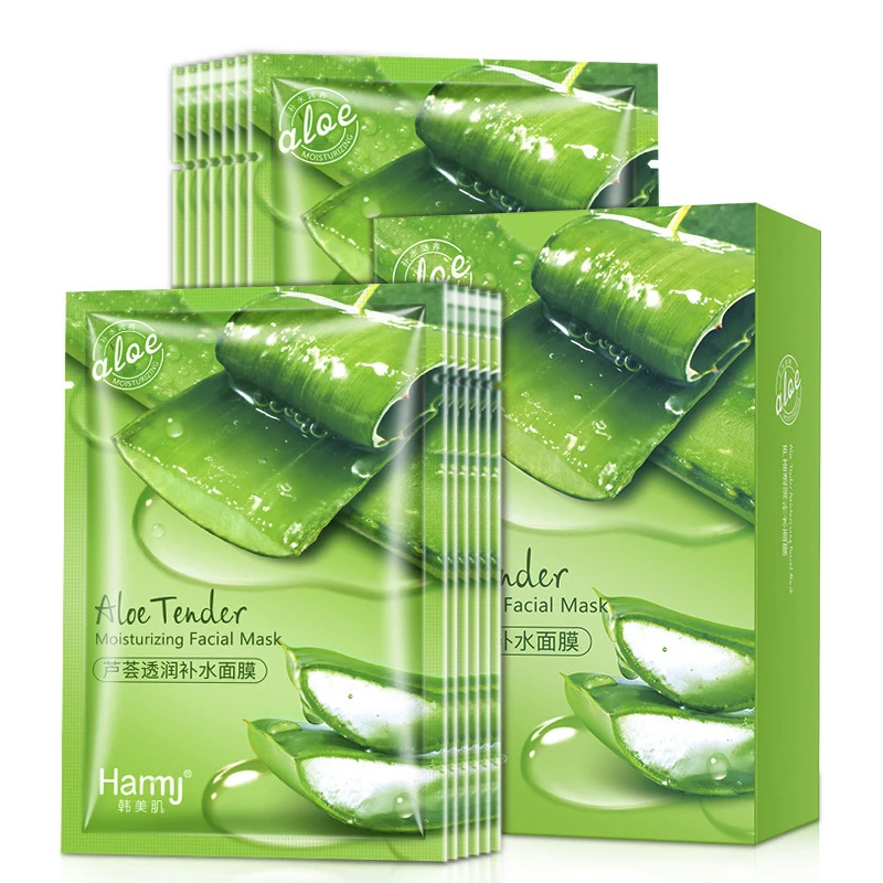 

10 PCS Aloe Moisturizing Silk Facial Masks Remove Acne Oil-control Skin Care Depth Replenishment Whitening Anti-Aging Face Mask