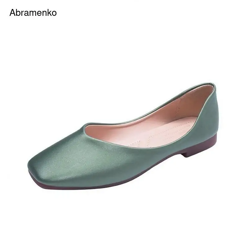 

Women Flats Casual Solid Square Toe Slip-On Flat Shoes Soft Comfortable Shallow Women Shoes Beige Ballet Flats Size 35-40