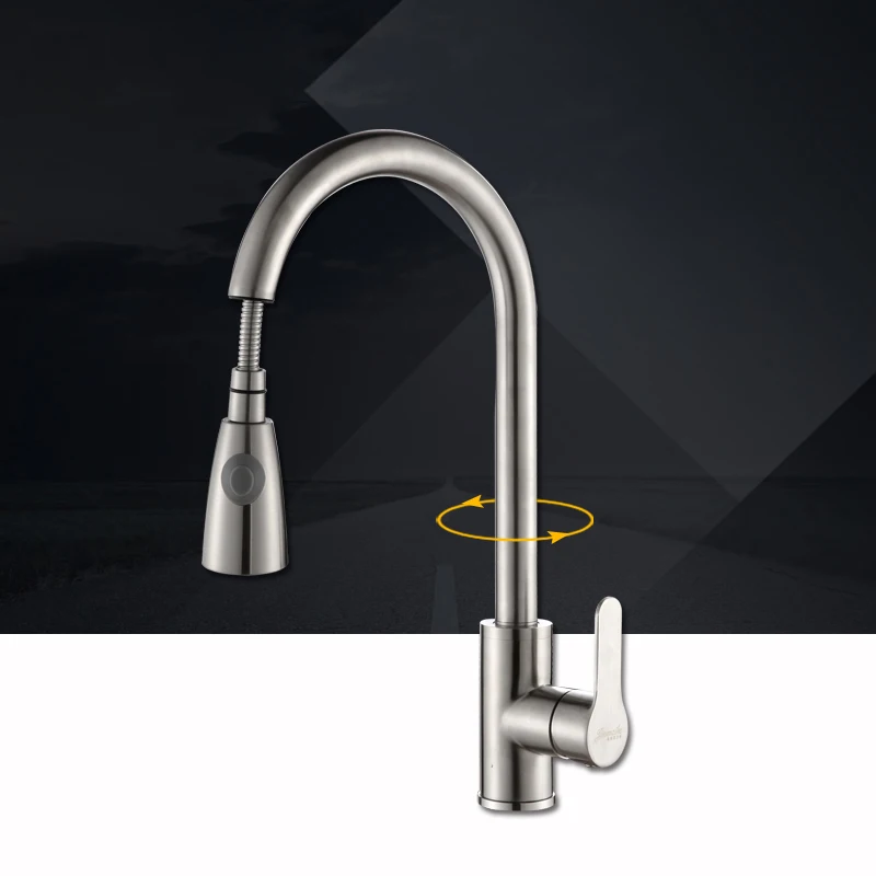 

Кухонный смеситель из нержавеющей стали 304, вращающийся кран для раковины, смесительный клапан для холодной и горячей воды