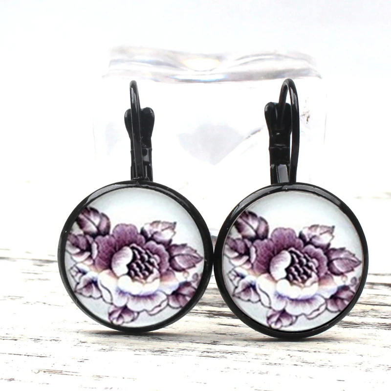 Новинка шикарные Гламурные серьги в стиле коттеджа слива круглые стеклянные с