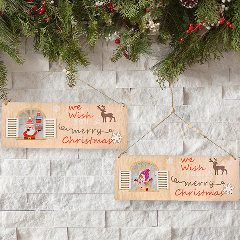 

Новогодние 2022 рождественские деревянные украшения подвесные рождественские подарки Рождественская елка Рождественские украшения для дом...