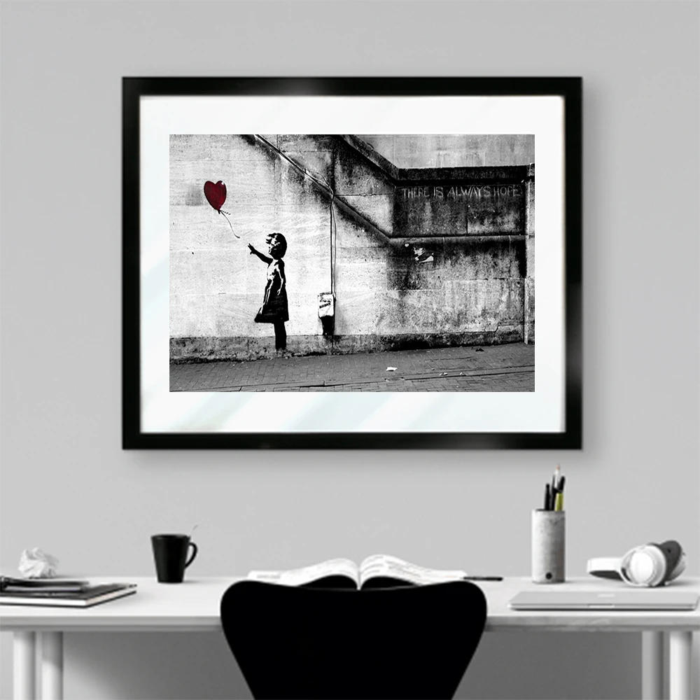 

Banksy Balloon Girl Posters and Prints There Is Always Hope Canvas Wall Art Print Pictures For Living Room Home Salon Decoration