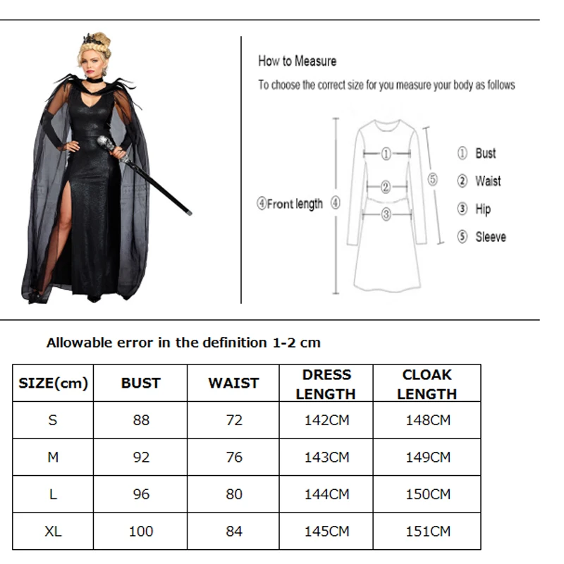 Карнавал Хэллоуин Женский готический костюм злого ведьмы страшный призрак