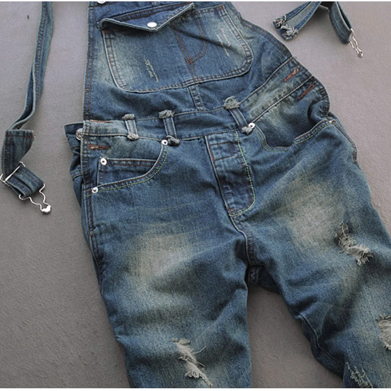 Мужские повседневные Свободные Комбинезоны с карманами удобные джинсовые