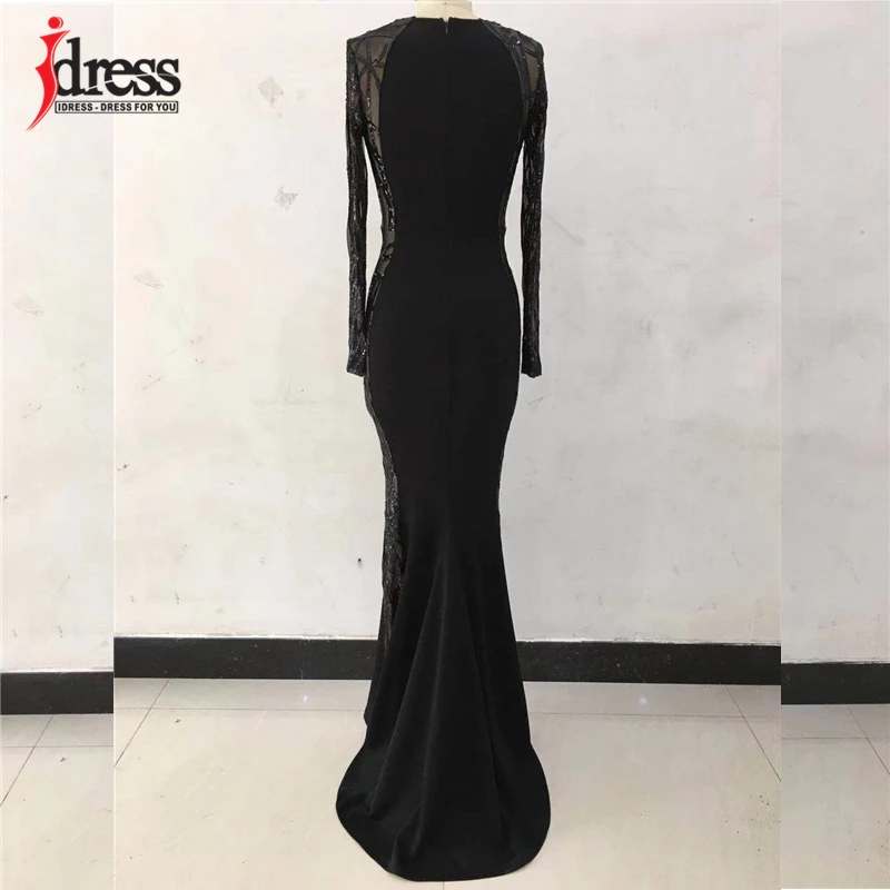 Женское вечернее платье IDress черное облегающее с длинным рукавом Сетчатое