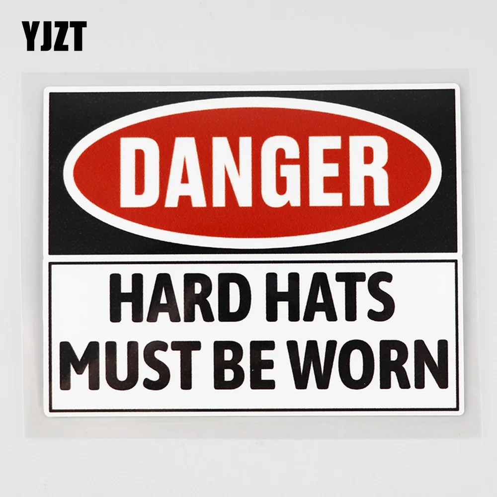 

YJZT 13,4 см × 10,2 см опасности жесткий Шапки необходимо носить Наклейка ПВХ автомобиля Sticker12C-0694