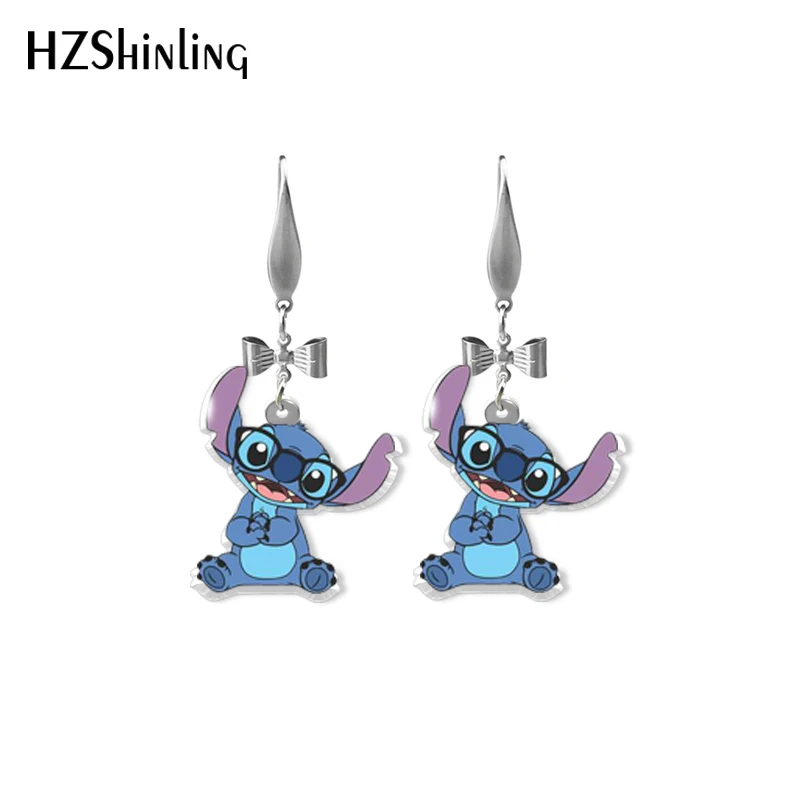 2021 New Arrival Lilo and Stitch Angel Characters Epoxy Acrylic Dangles Handmade Fish Hook Earrings | Dangle