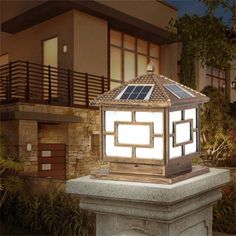 

OULALA Solar Outdoor Light LED Post Light Waterproof Modern Pillar Lighting For Patio Porch Balcony Courtyard Villa