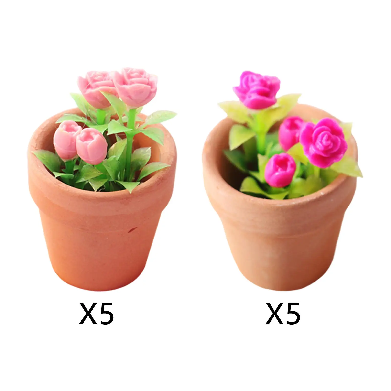 

Fake Rose Potted Plants 1:12 Dollhouse Accessories Gifts for Children