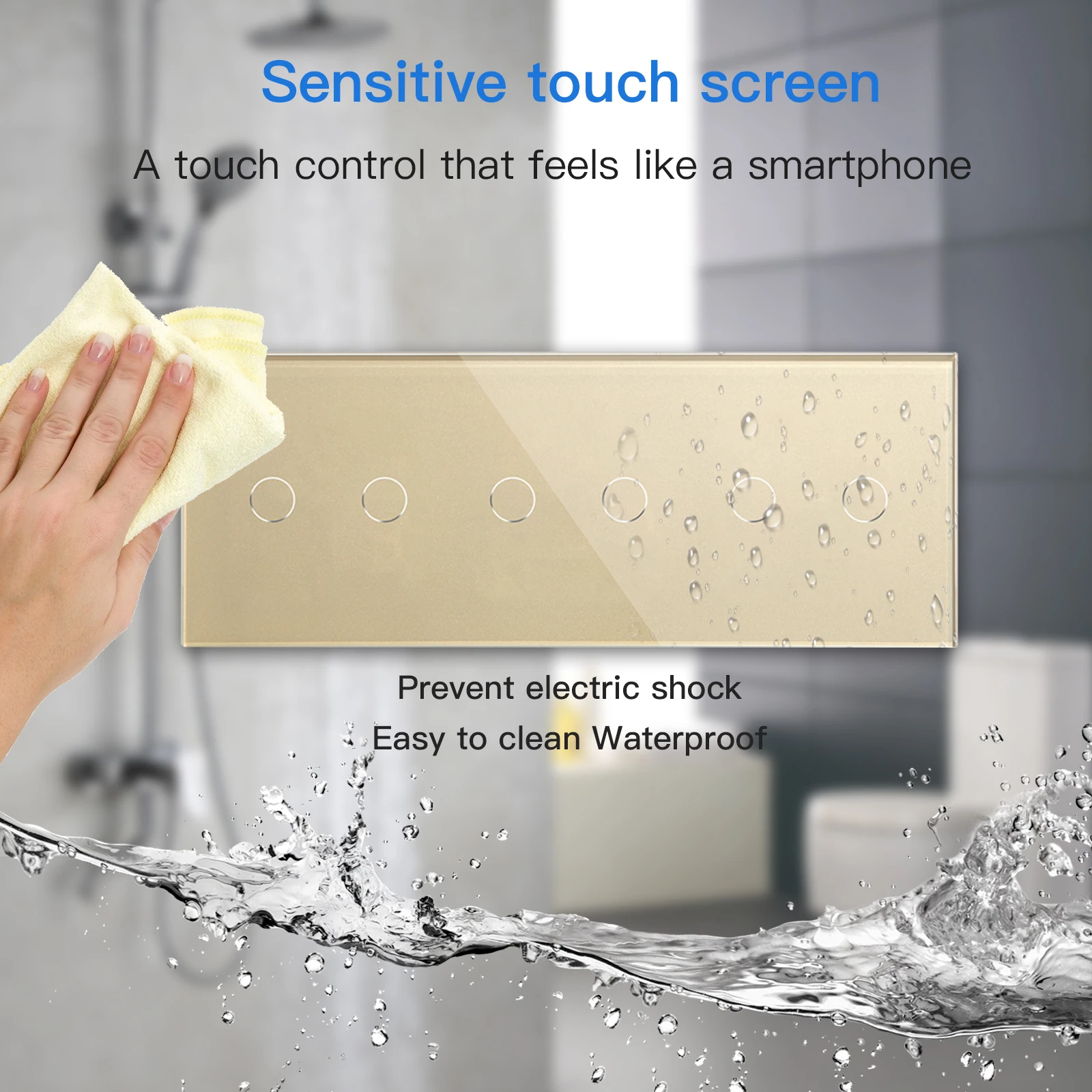 Сенсорный выключатель света BSEED умный стеклянный с Wi-Fi 6 клавиш 1 канал сенсорный