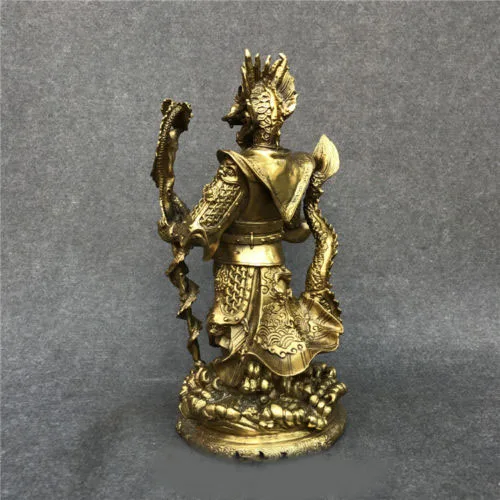 

christmas 11.2" Collect China Fengshui Brass Copper Dragon King God Statue Sculpture new Year