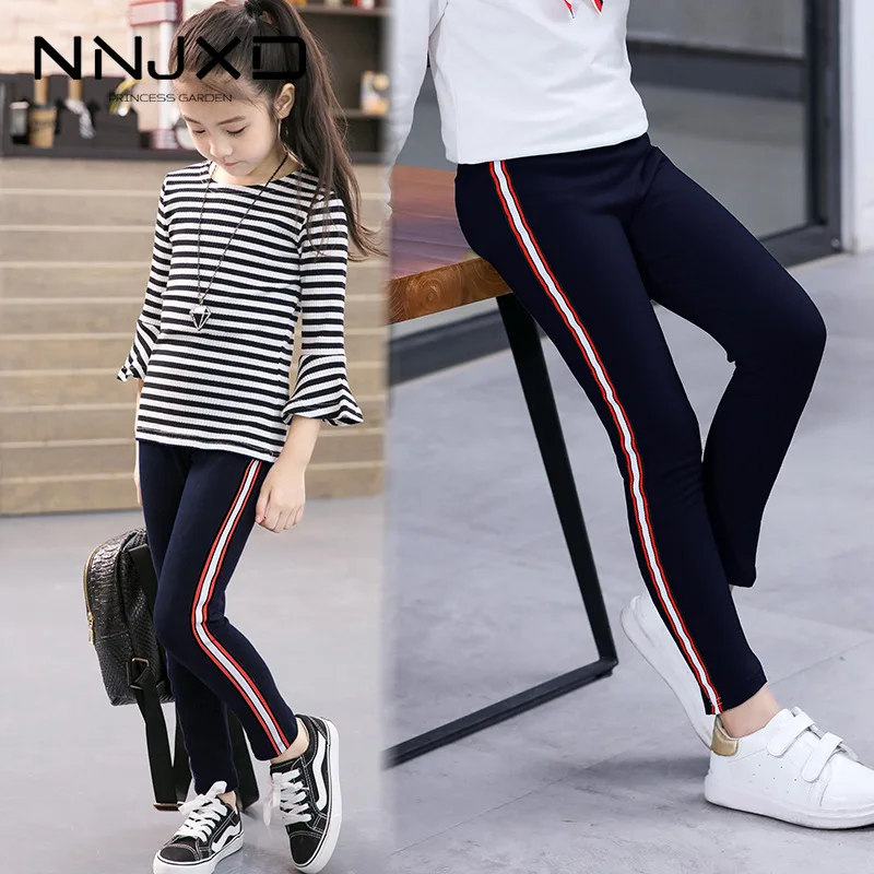 Леггинсы для девочек осенне зимняя одежда с цветочным принтом Хлопковые