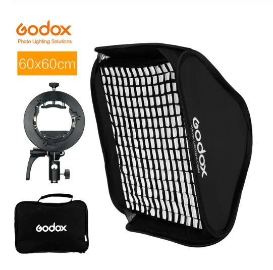 60x60cm kit Godox S2 Speedlite вспышки Держатель Кронштейн+ соты Softbox сетка с креплением Bowens для уличной вспышки Godox V1 TT685 V860II TT350 AD200 флэш-памяти - Цвет: 60x60cm kit
