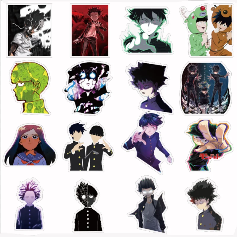 

50Pcs Mobu Saiko Hyaku Graffiti Stickers For Luggage Laptop Skateboard Sticker Moto Bicycle Guitar Fridge